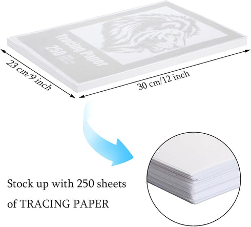 250 Sheets Tracing Paper for Drawing Light Up Tracing Paper Pad Translucent Paper Sketching Tracing Paper for Kids Pencil Marker Ink DIY Crafts Pa...