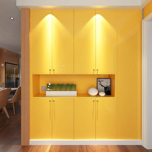 LaCheery Glossy Yellow Contact Paper Decorative Self Adhesive Countertop Contact Paper Waterproof Wallpaper Peel and Stick Shinny Wall Paper Roll ...