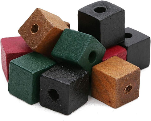100PCS Unfinished Square Wood Beads with Holes Natural Blank Wood Cubes for DIY Craft (12mm-0.47inch)...