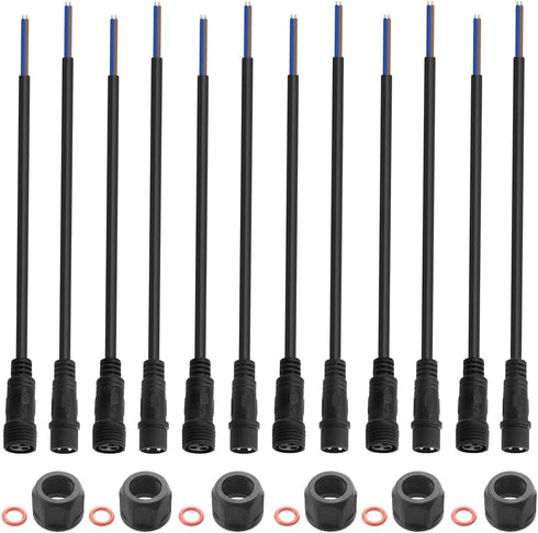 WMYCONGCONG 6 Pairs 2 Pin Electrical Connector 16AWG IP65 Male Female Light Emitting Diodes Connector Extension Cable 15mm Nut Small Size for Car ...
