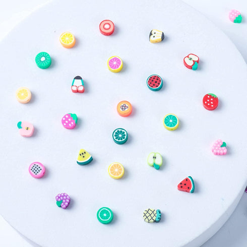 100pcs Mixed Fruit Spacer Beads Color Polymer Clay Beads, for DIY Jewelry Bracelet Earring Necklace Craft Making Supplies...