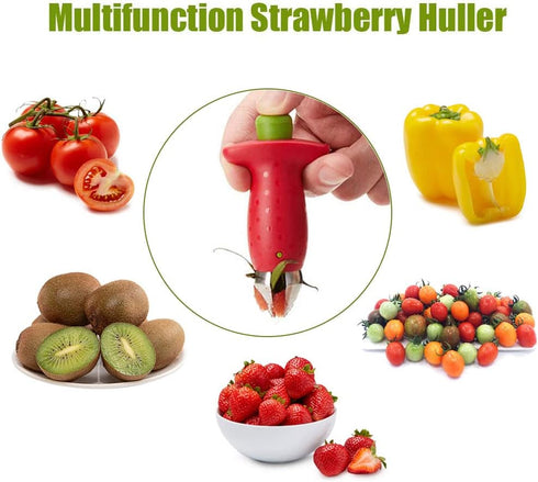 Strawberry Huller Fruit Slicer Set, Berry Stem Leaves Huller Gem Remover Removal Fruit Peeling Tool Kitchen Gadgets Corer Easy for Remove Strawber...