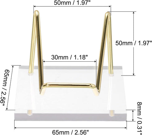 PATIKIL 3" x 3" x 2" Acrylic Display Stands, Display Easel Holder Metal Arm Crystal Display Stand for Mineral Gemstone Style 2, Clear...