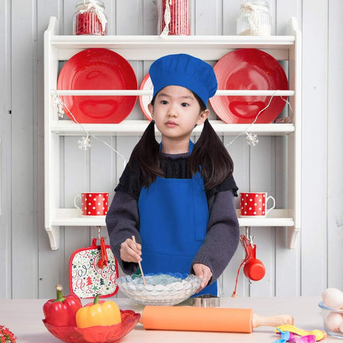 Kids Apron and Chef Hat Set, Children's Adjustable Bib Apron with 2 Pockets. Cute Boys Girls Kitchen Apron for Cooking, Baking, Painting, Training...
