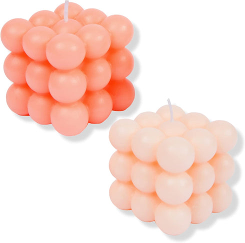 Loftern Pink(Rose) and Blush(Vanilla) Scented Bubble Candle Set of 2 - Handmade, Natural Soy Wax Based, Uniquely Aesthetic Shaped Candles - Decora...