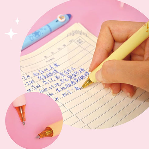 4 Pcs Erasable Gel Pens Cute Retractable Pens Cartoon Magic Pens 0.5mm Blue Ink Writing Pen Office School Pens Women Girls Boy Kids Pens (Blue Ink...