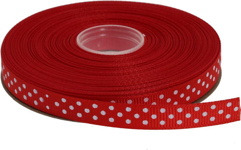 Polka Dot Grosgrain Ribbon 25 Yard Each Roll 100% Polyester (3/8", Red)...