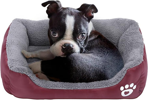 Barelove Pet Dog Bed, Washable Rectangular Pet Basket Bed , Durable and 100-Percent Waterproof and Fleece Lining Fit Most Pets (Small, Wine Red)...