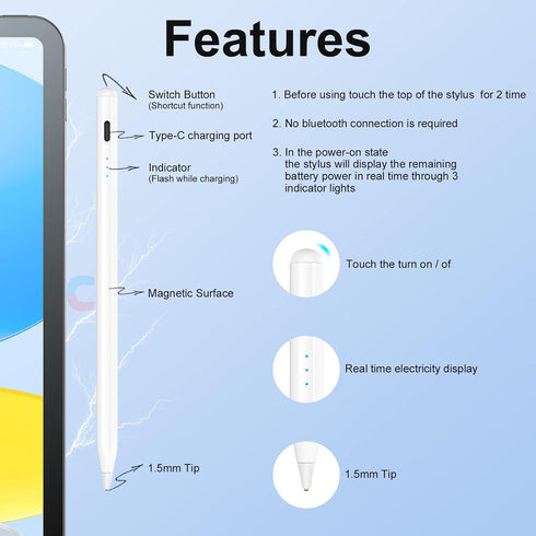 Stylus Pen for iPad?Active Stylus Pen Compatible for iOS and Android Touchscreens/Phones ? Rechargeable Stylus Pencil for iPad, iPhone, Microsoft ...