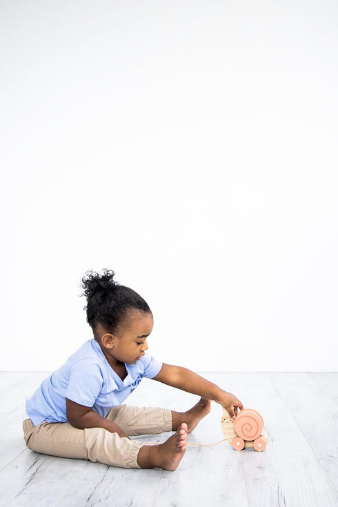 Pearhead Montessori Snail Pull Toy, Pull Along Wooden Toy, Early Development Push and Pull String Toy, Motor Skill Toy for Toddlers Ages 1+ Year...