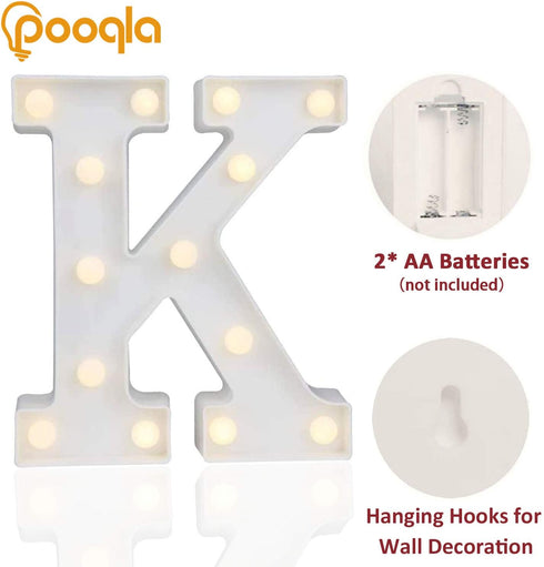 Pooqla LED Marquee Letter Lights Sign, Light Up Alphabet Letter for Home Party Wedding Decoration K...