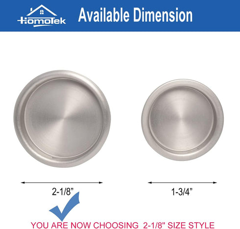 HOMOTEK Closet Door Finger Pull 2-1/8”, Easy Snap in Installation, Satin Nickel Finish, No Nail Require, Fits a 5/16”Depth x 2-1/8" Diameter Openi...