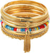 COLORFUL BLING Boho Gold Indian Multi Cuff Bangle Bracelet Layered Rhinestone Pearl Stackable Cable Smooth Bracelet Set Bohemian Jewelry for Women...