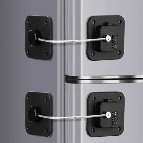 Heavy Duty Combination Refrigerator Lock (2 Pack) - Fridge Lock for Baby Safety, 3M Adhesive No Drilling (Black), for Fridge, Cabinets, Drawers, W...