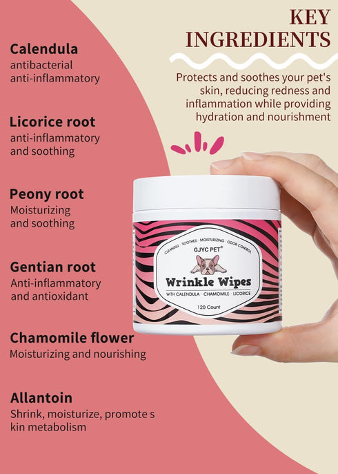 Wrinkle Wipes + Wrinkle Balm for Dogs | Bulldog, French Bulldog, Pug, English Bulldog | Cleans & Soothes Wrinkles, Folds, Tear Stain, Tail Pockets...