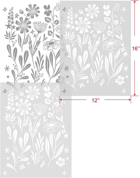GSS Designs Wildflower Stencil for Painting on Wall Wood Canvas Furniture Reusable Art Flower Stencil for Craft Floral Stencils for Painting 12x16...