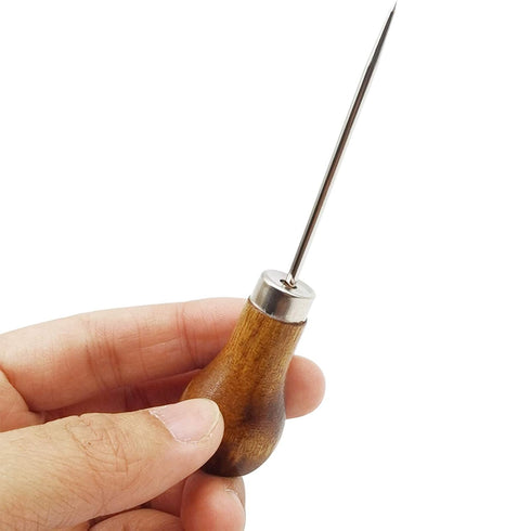 10PCS Wooden Handle Scratch Awl for Leather Punch Hole or DIY Handmade Pin Punching Needles...