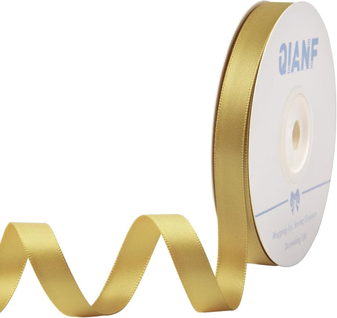 3/8 Inch Double Face Satin Ribbon Gold Ribbon for Gift Wrapping Hair Bows Making Chair Sash Valentine's Day Wedding Birthday Party Invitation Deco...