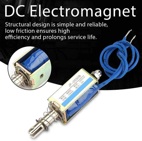 DC Electromagnet, Automation Control 6/12/24V DC 300mA DC Pull Push Type Electromagnet for Food Machine Textile Machinery, 5N Magnet Attraction, 1...