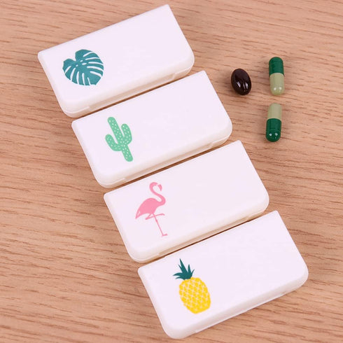 Daily Pill Box Case Waterproof Medicine Organizer Vitamin Holder Mini Pill Medicine Container for Travel Use -3 Compartments-Cactus...