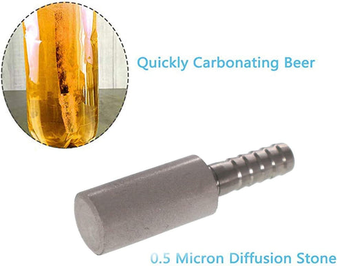 YOUHO 2PCS 0.5 Micron Diffusion Stone Stainless Steel Aeration Stone Carbonating Stone with 1/4" Barb for Homebrew Wine Beer Soda Air Stone...