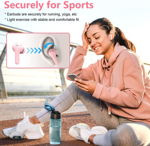 Wireless Earbuds, Active Noise Cancelling Bluetooth5.2 Deep Bass Headphones with 4 Mics, 35 Hours Playtime, IPX6 Waterproof Earphones, in-Ear Blue...