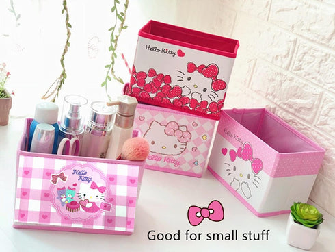 Kerr's Choice Cute Desk Box for Girls - Kawaii Storage Box, Foldable Baskets | Office Desk Room Decoration...