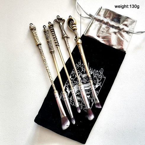 Wizard Witch Wand Make Up Brush set 10 pcs gold, hp, wizarding, halloween, costume cosmetics...
