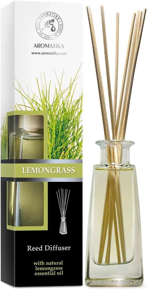 Lemongrass Diffuser w/Lemongrass Oil 3.4 Fl Oz - Scented Reed Diffuser - 0% Alcohol - Diffuser Gift Set - Best for Aromatherapy - Room Air Freshen...