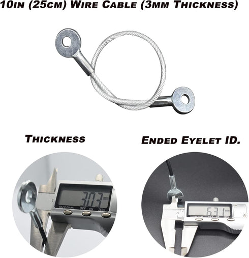 10 pcs 10 inch (25cm) 3mm Thickness Galvanized Steel Wire Cable Eyelets Ended Short Rope Lanyard Safety Tether Chain Lock with Vinyl Coated Cover ...