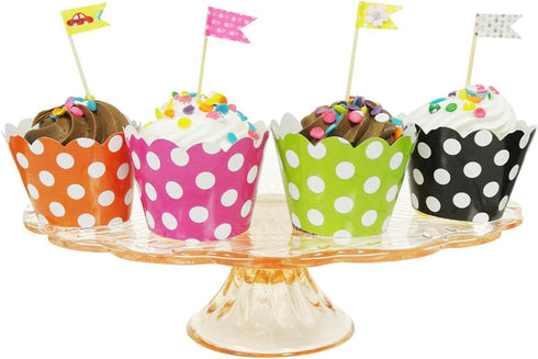 AllyDrew Standard Size Polka Dots Cupcake Wrappers (Set of 20), Black...