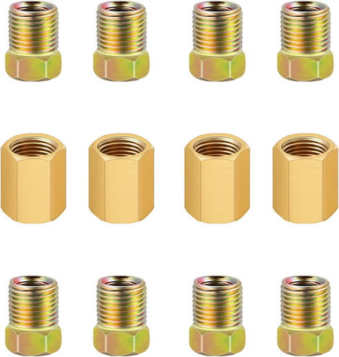 Tnisesm 12Pcs 7/16"-24 Threads Brake Line Fittings Assortment For 1/4" Brake Line Tube(4 Unions, 8 Nuts)...
