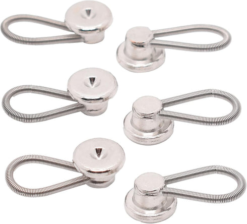 Button Extender for Shirts Men Collar Extender Neck Extenders 1/2” Size Expansion for Dress Shirt Suits Pants, Silver 6pcs...