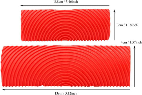 Durable Red Cylinder Practical Rubber Wood Grain Effect Painting Tool, Painting Tools, 2Pcs/Set for House Office...