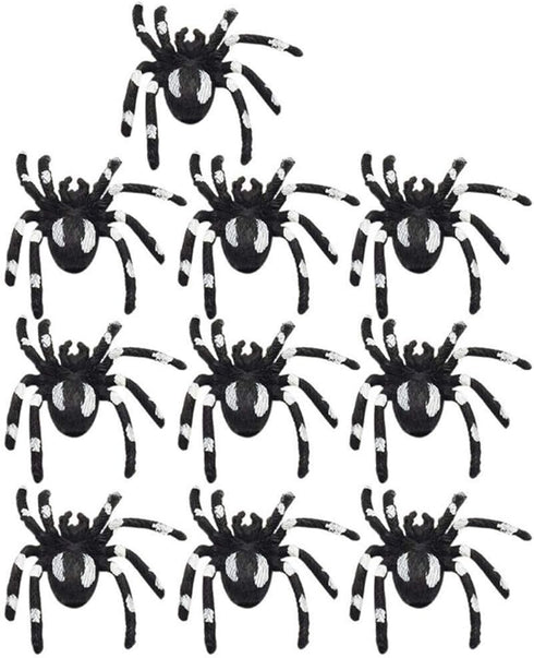 10Pcs/Set Halloween Decorative Spiders Small Plastic Fake Spider Toys Halloween Party Funny Joke Prank Realistic Props (White)...