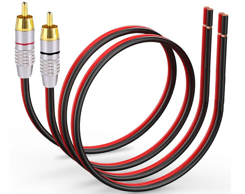 (2 Pack Speaker Bare Wire Cables to RCA Plugs Adapter Repair Speaker Cord, Heavy 14 Gauge Speaker Wire to RCA Connector for Speakers Amplifier TV ...