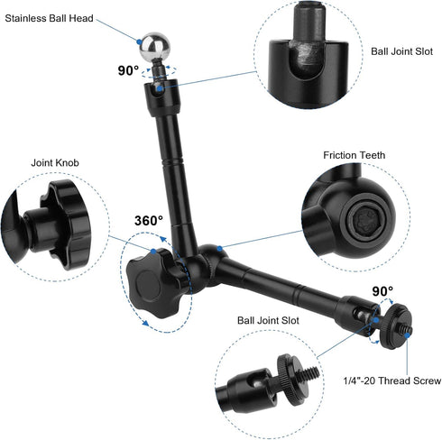 Truck Phone Stand 10" Length Arm for 3.5~7.5" iPhone/HTC/LG/Nexus/Huawei/Smartphones,Fit for Truck/Car/Vehicles/Boat,Multi-Angle Adjustable Alumin...
