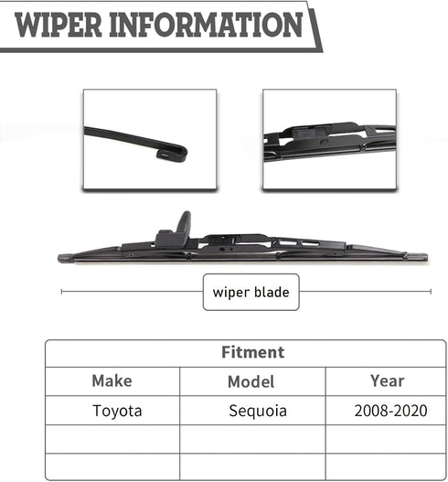 (Set of 2) HODEE Replacement For Toyota Sequoia 2008-2020,Rear Wiper Blade Kit Set,Rear Wiper Accessories Parts,Wiper Blade for Back Windshield Wi...