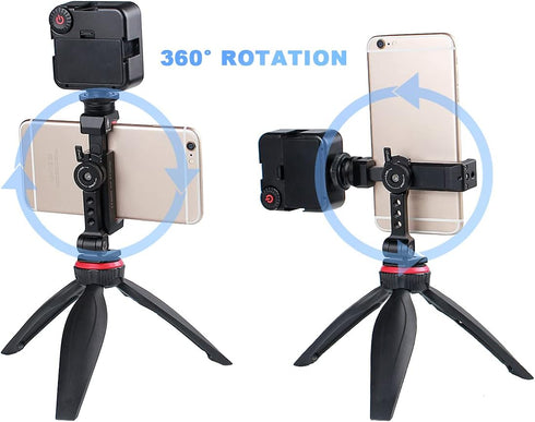 Metal Phone Tripod Mount w Rotatable Cold Shoe for Micphone Easy Use,Compatible with iPhone Tripod Adapter, Cell Phone Mount Holder,Hot Video Crea...