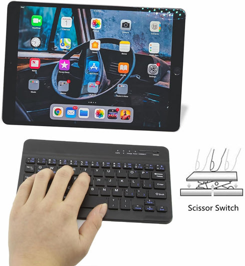 FLY WAY Portable Wireless Bluetooth 3.0 Keyboard,Ultra-Slim Mini Keypad 78 Keys Rechargeable Bluetooth Keyboard for iOS Android Windows Tablets an...