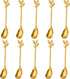 AnSaw Elegant Gold Leaf Coffee Spoons - 10-Piece, 4.7" Mini Stainless Steel Espresso & Dessert Tea Spoons, Perfect for Demitasse & Small Servings...