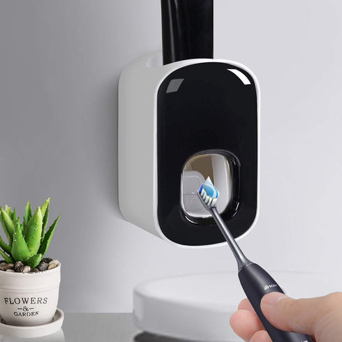 Toothpaste Dispenser,Automatic Toothpaste Squeezer Fit for Kids and Adults,Hands Free Wall Mounted Toothpaste Holder With Self-stick Sticker,Punch...