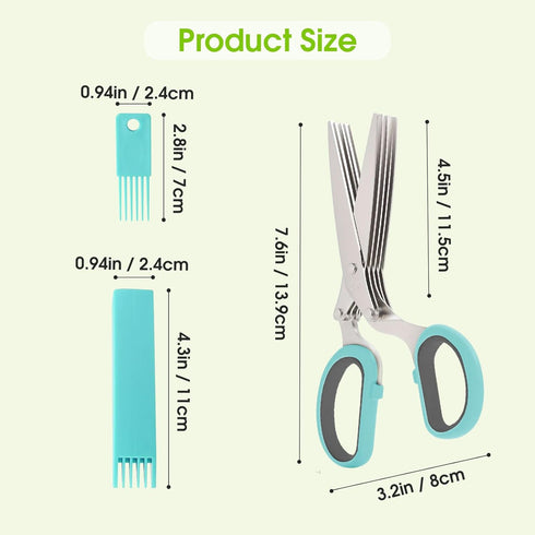 Herb Scissors, Kitchen Shears with 5 Blades and Cover, Multipurpose Cutting Herb Stripper, Kitchen Shears Dishwasher Safe, Kitchen Scissors for Cu...