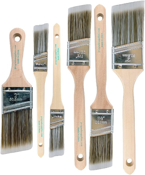 Vermeer Paint Brushes 6-Pack Angle Brushes in Assorted Sizes for All Latex and Oil Paints & Stains - Home Improvement - Interior & Exterior Use...