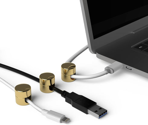 Cable Anchors for Desk Organization Gold | Premium Aluminum Cord Organizers | Charger + Cable Management Clips for Home & Office | Stylish, Sturdy...
