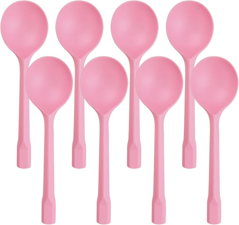 Pack of 100 Pink Extra-Heavy Weight Disposable Plastic Spoons Disposable Flatware Silverware for Soup Dessert Ice Cream Take Out Spoon...