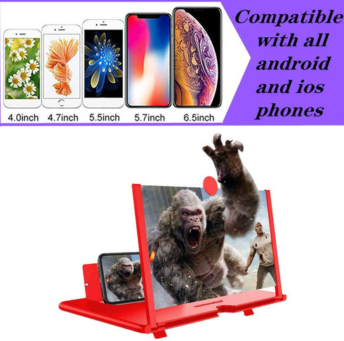 3D Screen Magnifier Amplifier, Boolian,HD Amplifier Projector for Movies, Videos and Games. Foldable Phone Stand with Screen Amplifier for All Sma...