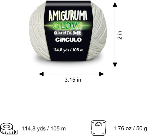 CIRCULO Glow in Dark Fingering Yarn, 100% Polyester, 114.8 yds /105 m, 1.76 oz / 50 g, Ball (Pack of 1), Green......