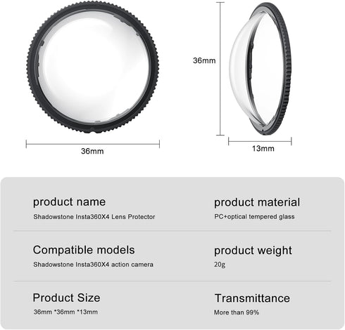FiTSTILL Universal Lens Glass Protective Film Compatible with Insta360X4 Sticky Easy Installation Film Set Accessories 9H Hardness Scratch Resista...