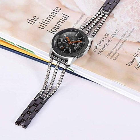 Bands Compatible with Samsung Galaxy Watch 46mm / Galaxy 3 45mm, 22mm Bling Diamond Stainless Steel Metal Replacement Strap for Huawei Watch 4/4 P...